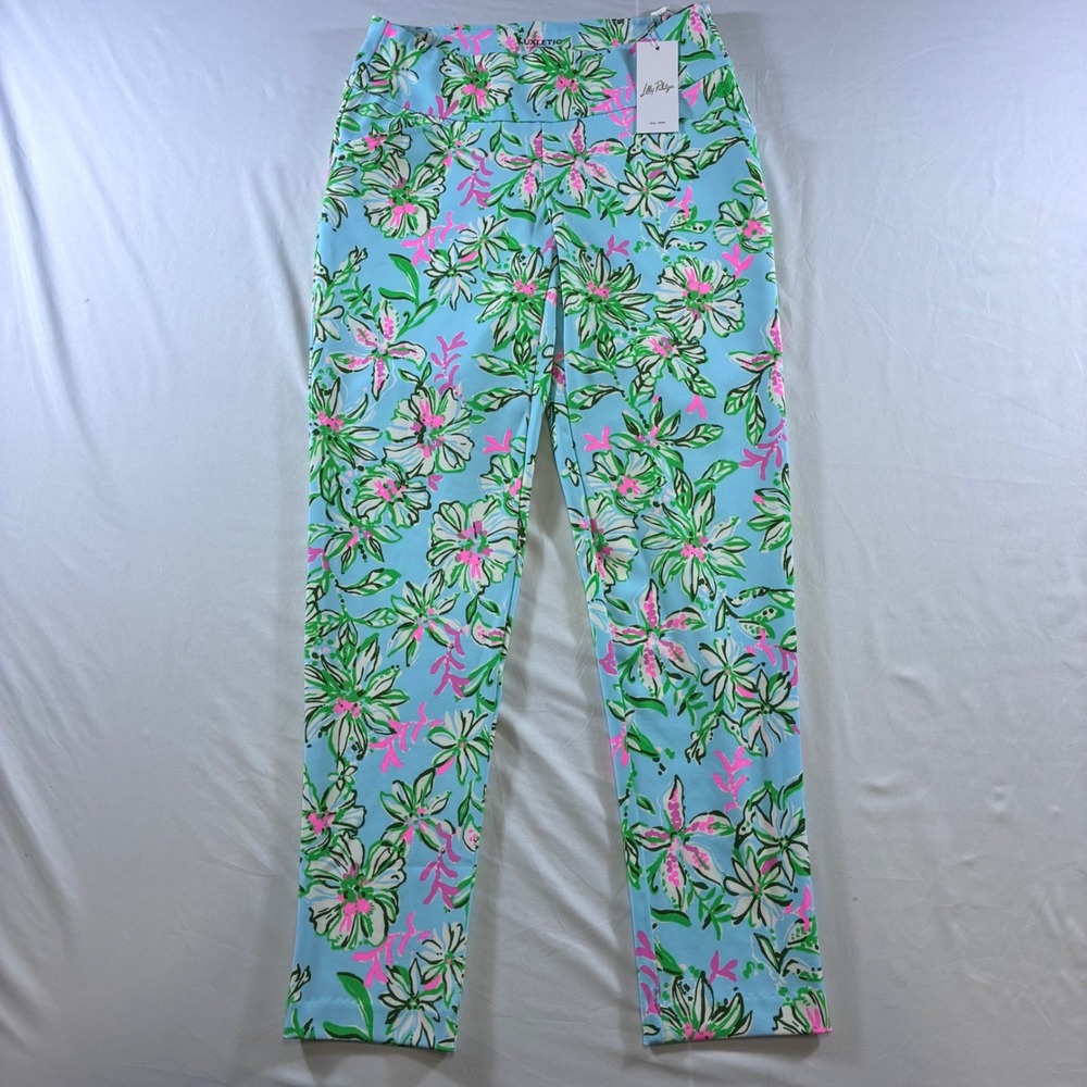 Lilly Pulitzer Luxletic Corso Pant Lil Sun Of A Bun Golf Blue Floral UPF 50+ 2